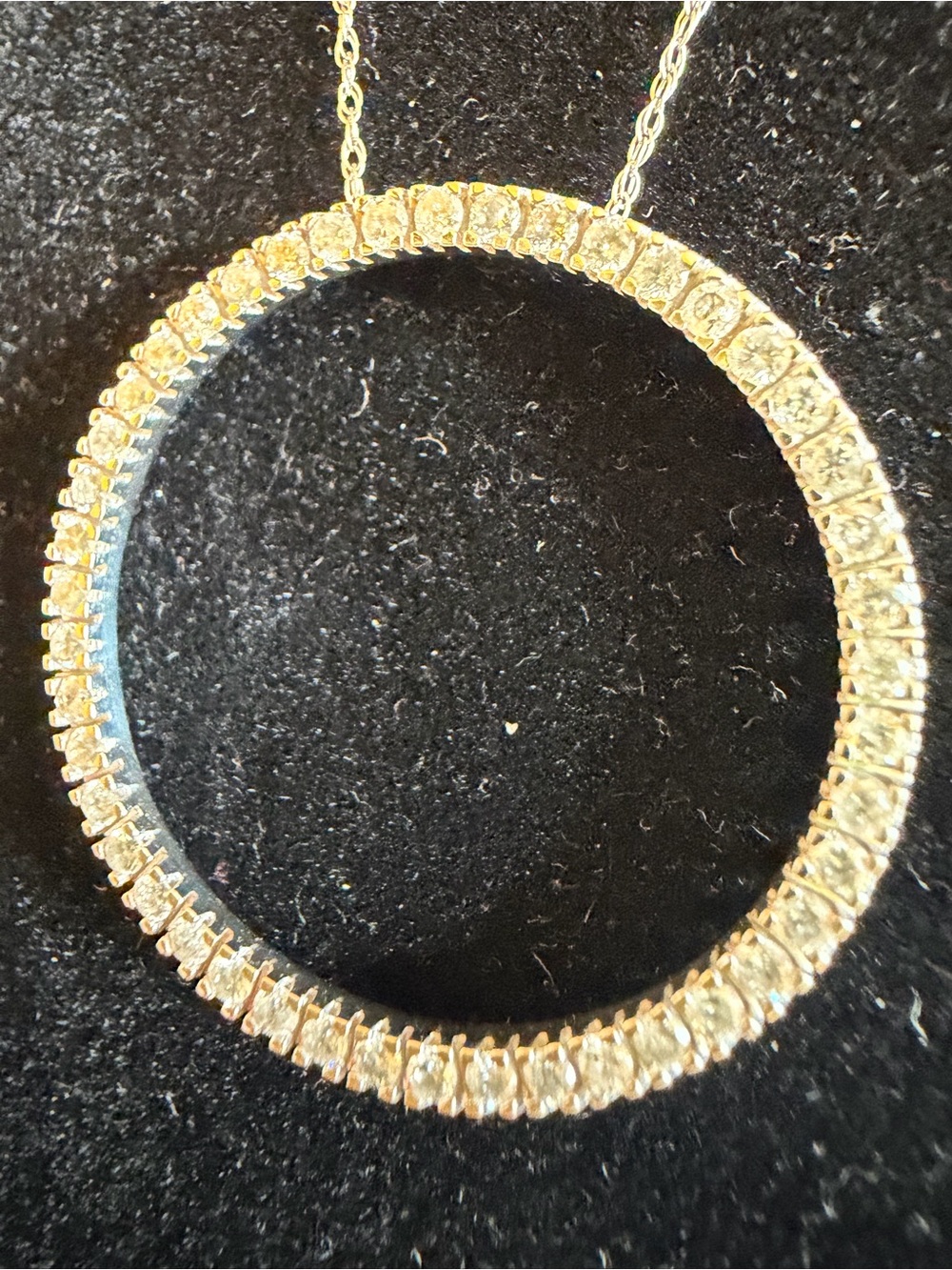 National Chain Company 14 KARAT WHITE GOLD infinity Circle 2K diamond necklace